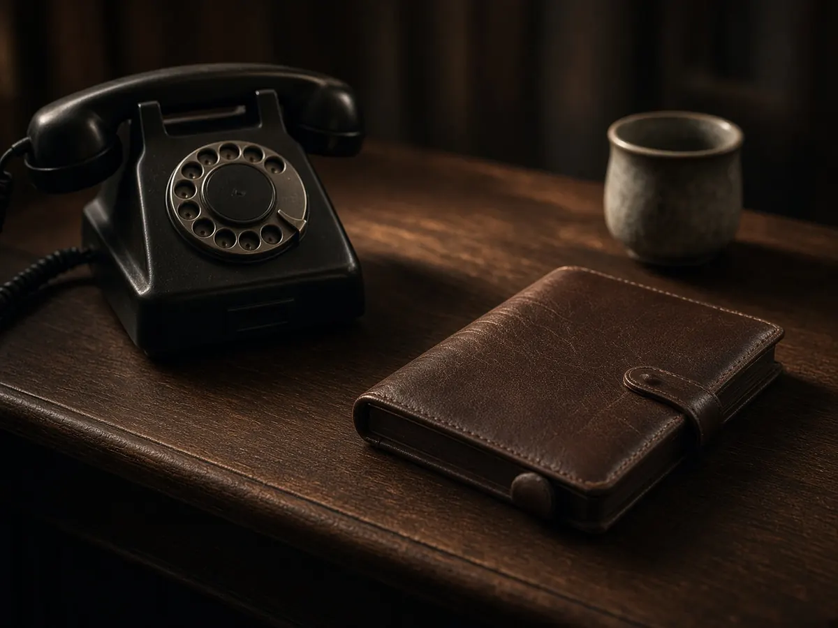 Reception desk, telephone and appointment book